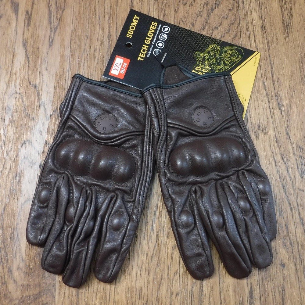 SUOMY Brown Leather Tech Gloves Men's XXL